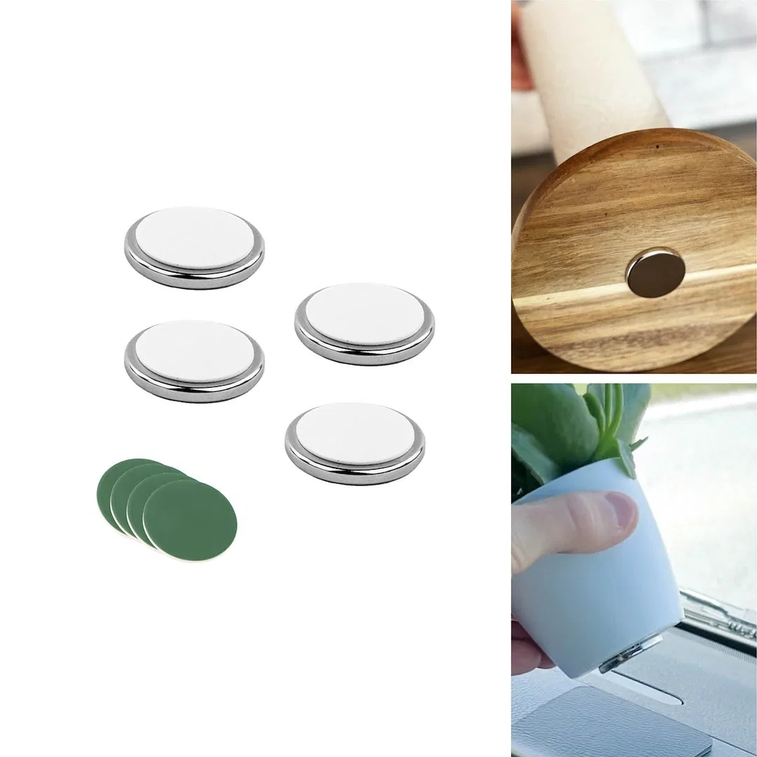 PM00-14-4 – SILWY MAGNET Magnetic Fastener Kit, Use To Hold Flower Pots/ Soap Dispensers Round 3M Double Sided Adhesi...